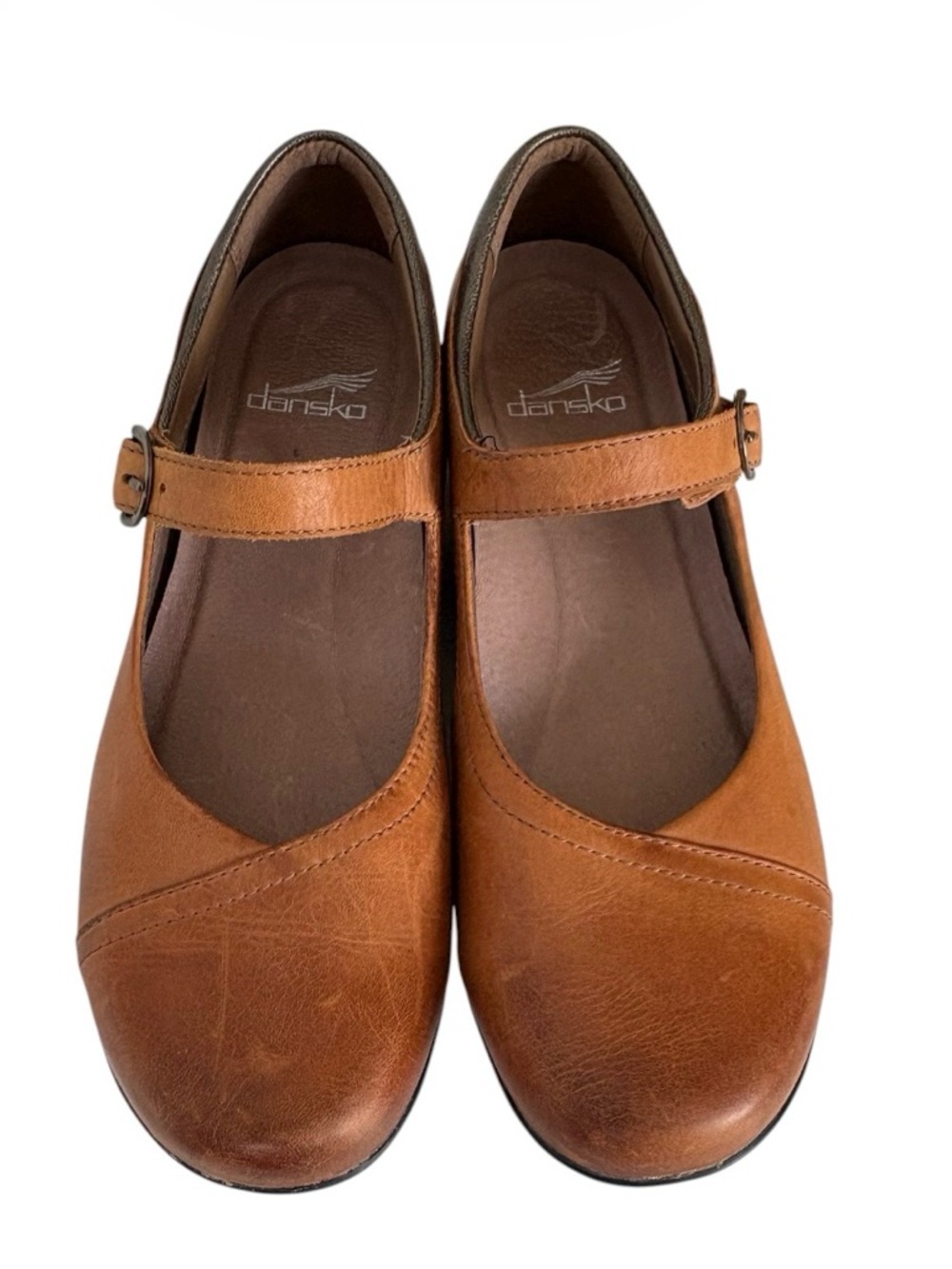 Dansko Women's Mary Jane Camel Brown Leather Shoes 38
